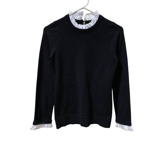 Vici Black Knit Ruffle Trim Sweater Extra Small - Picture 2 of 9